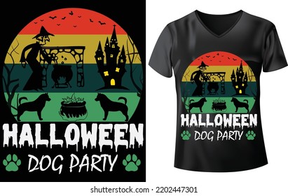HALLOWEEN DOG T-SHIRT DESIGN, HALLOWEEN DOG PARTY