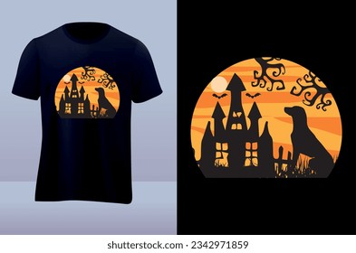 Diseño de camiseta vectorial de perro de Halloween