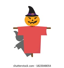 halloween doll with pumpkin, simple vector illustration design