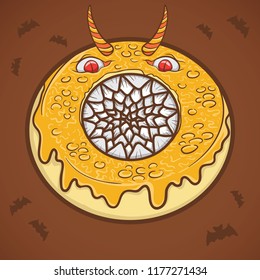 halloween donut scary monster illustration