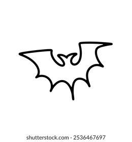 Halloween doodle bat. Hand drawn outline illustration.