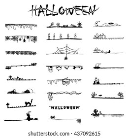 Halloween doodle black lines and stripes from free hand drawing sketch vector