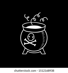 Halloween doodle caldron with potion and poison. Spooky and fun hand drawn icon elements for halloween decorations and sticker. EPS 8