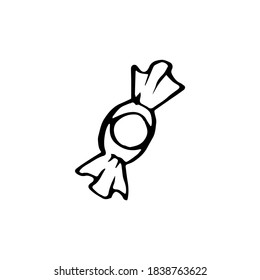 Halloween-Doodle-Süßigkeiten-Element. Einzige Vektorgrafik von Süßigkeiten