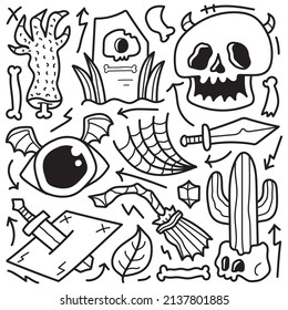 halloween doodle cartoon coloring design