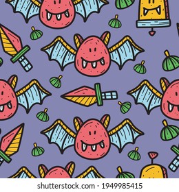 halloween doodle cartoon hand drawn pattern