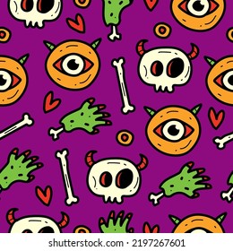 Halloween doodle cartoon illustration pattern design