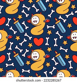 Halloween doodle cartoon illustration pattern design