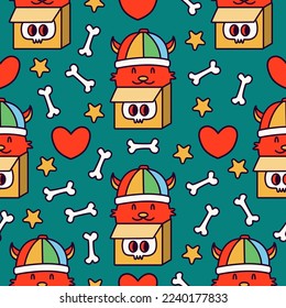 Halloween doodle cartoon illustration pattern design