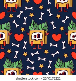 Halloween doodle cartoon illustration pattern design