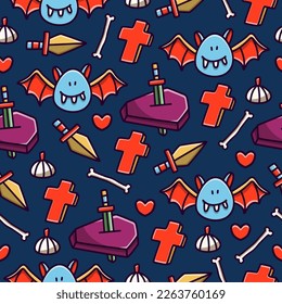 Halloween doodle cartoon illustration pattern design
