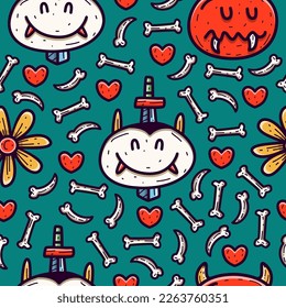 Halloween doodle cartoon illustration pattern design