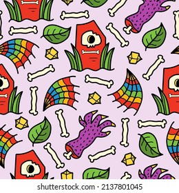 halloween doodle cartoon pattern design