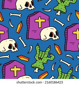 halloween doodle cartoon seamless pattern design