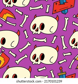 Halloween doodle cartoon seamless pattern design