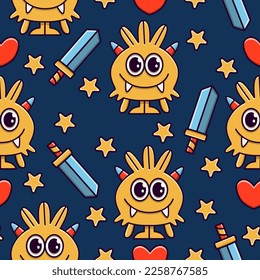 halloween doodle cartoon seamless pattern design