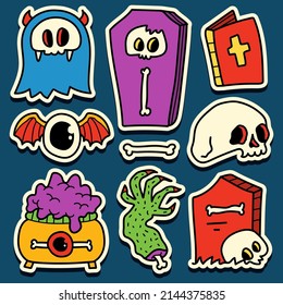 halloween doodle cartoon sticker design