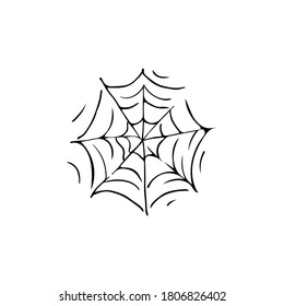 Halloween doodle cobweb. Spooky and fun hand drawn icon design for halloween decorations and sticker. EPS 8