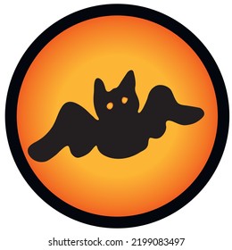 Halloween doodle design on black and orange background. Hand drawn illistration for Halloween decorations, stickers, cards,  t-shirts, mugs, backgrounds.