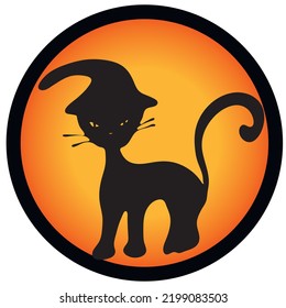 Halloween doodle design on black and orange background. Hand drawn illistration for Halloween decorations, stickers, cards,  t-shirts, mugs, backgrounds.