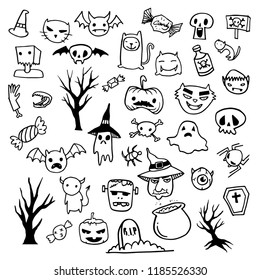 Halloween Doodle Draw Horror Graphic Elements
