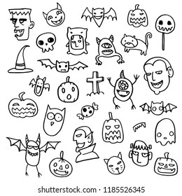 Doodle Halloween desenhar elementos gráficos de terror 675869 Vetor no  Vecteezy