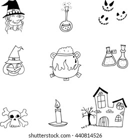 Halloween doodle element vector with hand draw