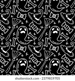 fondo de patrón sin fisuras del doodle de halloween