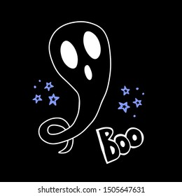 Halloween doodle ghost. Spooky and fun hand drawn icon elements for halloween decorations and sticker. EPS 8