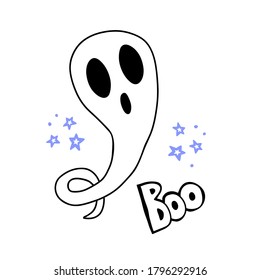 Halloween doodle ghost. Spooky and fun hand drawn icon elements for halloween decorations and sticker. EPS 8