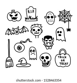 halloween doodle icon, vector illustration