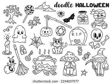 Halloween doodle objects vector illustration for banner, poster, flyer