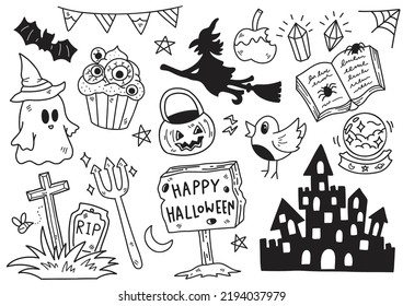 Halloween doodle objects vector illustration for banner, poster, flyer