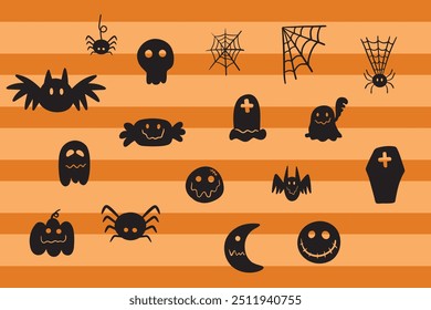 halloween doodle ornamento silhueta fantasma