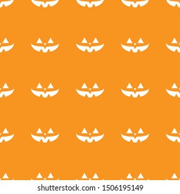 Halloween doodle pumpkin background  mouth and eyes with two colors orange and white