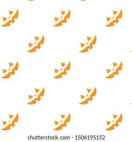 Halloween doodle pumpkin background  mouth and eyes with two colors orange and white