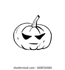 Halloween doodle pumpkin in sun glasses element. Isolated vector illustration for holiday design