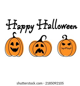 Halloween doodle pumpkins vector illustration. Happy Halloween