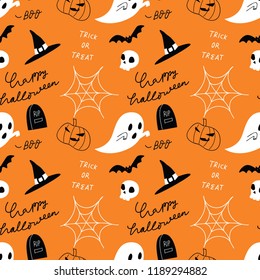 Halloween doodle seamless background
