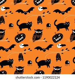 Halloween doodle seamless background