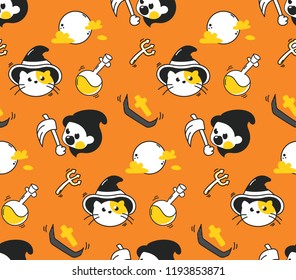 Halloween doodle seamless background