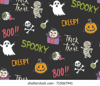 Halloween doodle seamless background