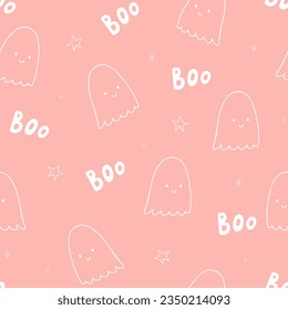 Halloween-Doppel-nahtloses Muster. Halloween Hintergrund mit Geistern. 