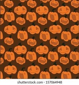 Halloween doodle seamless pattern with pumpkins