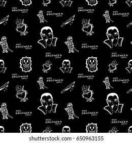 Halloween doodle seamless pattern vector