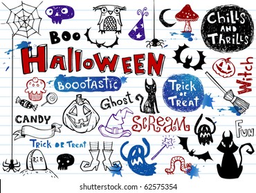 Halloween doodle set