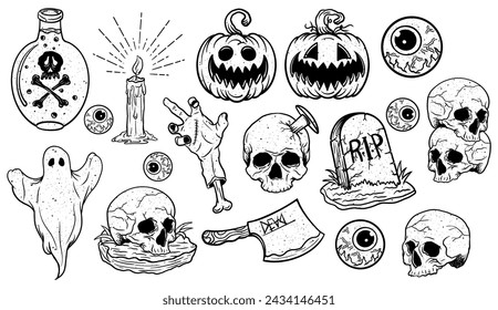 Halloween doodle set vector illustration