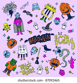 Halloween doodle set. Vector illustration.