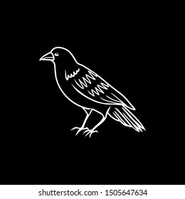 Halloween doodle spooky raven. Fun hand drawn icon elements for halloween decorations and sticker. EPS 8
