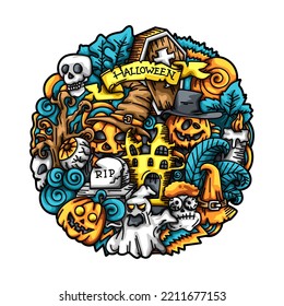 Halloween Doodle Vector Design Illustration